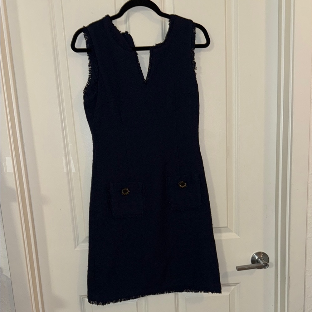 Karl Lagerfeld Black V-neck Sleeveless Sheath Mini Dress